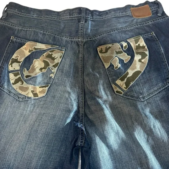 Ecko Unlimited Green Camouflage Jean Y2K Shorts